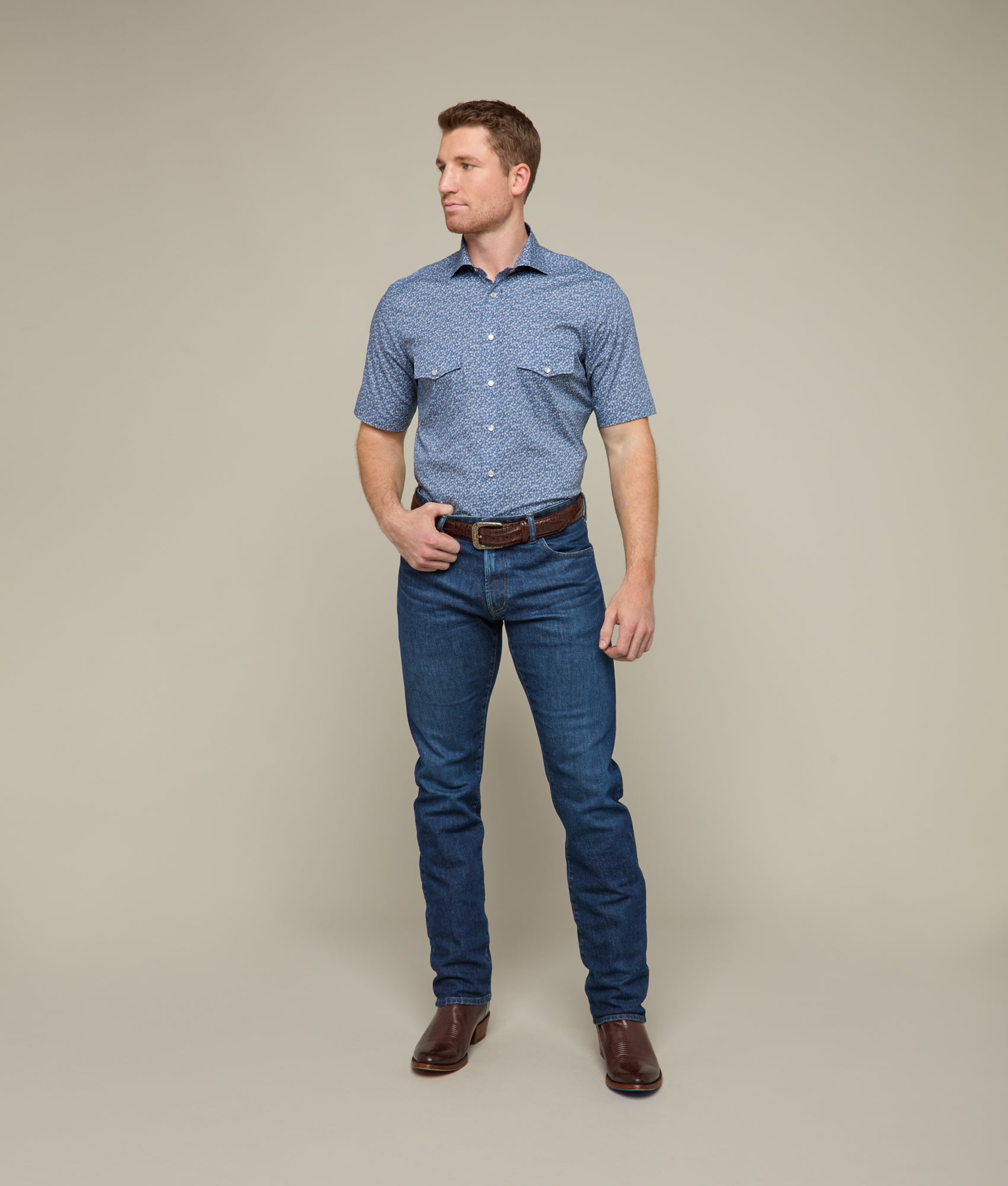 Austin Modern Fit :: Blue Floral - Image 3