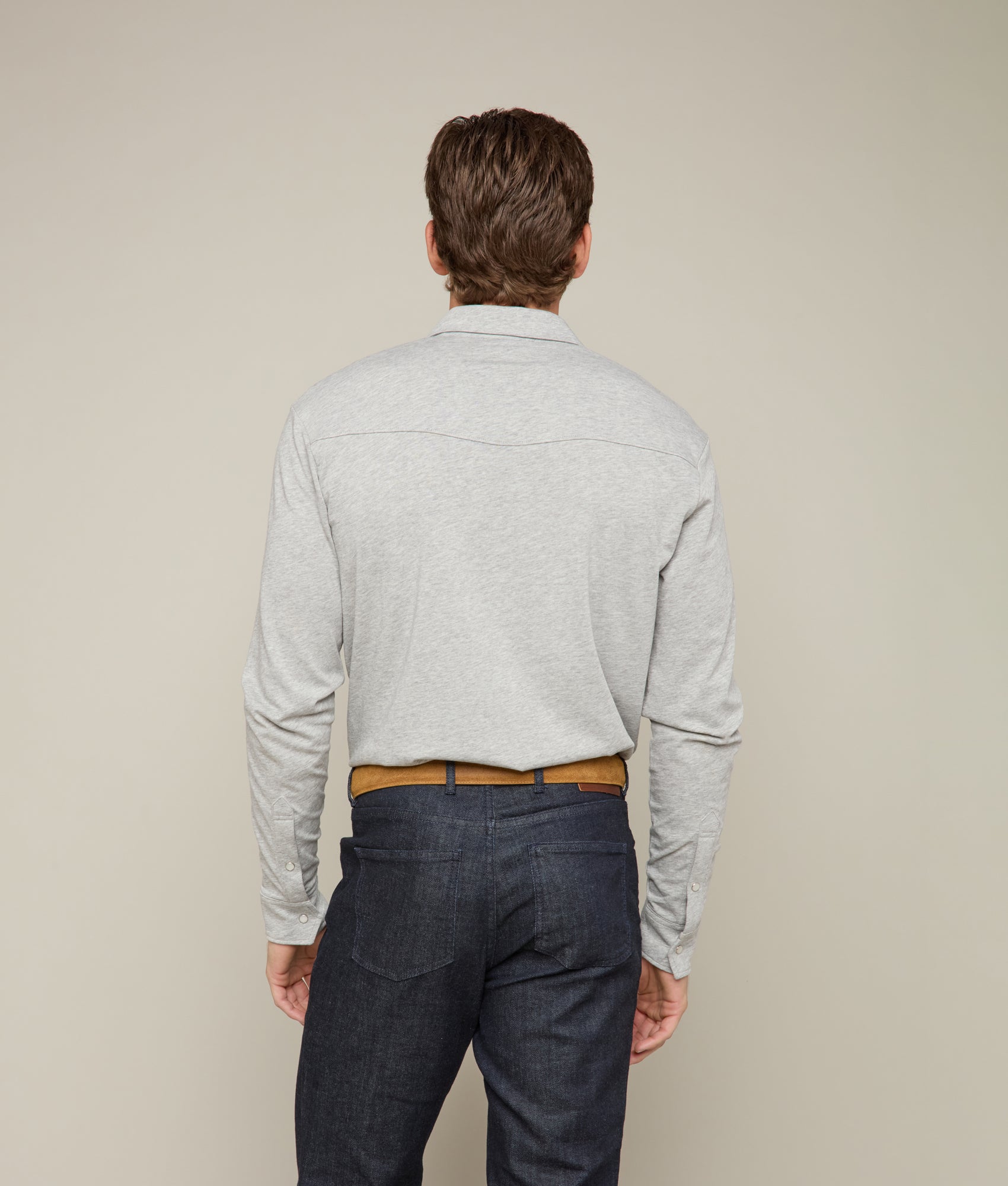 Long Sleeve Western Knit Top :: Heather Grey - Image 3