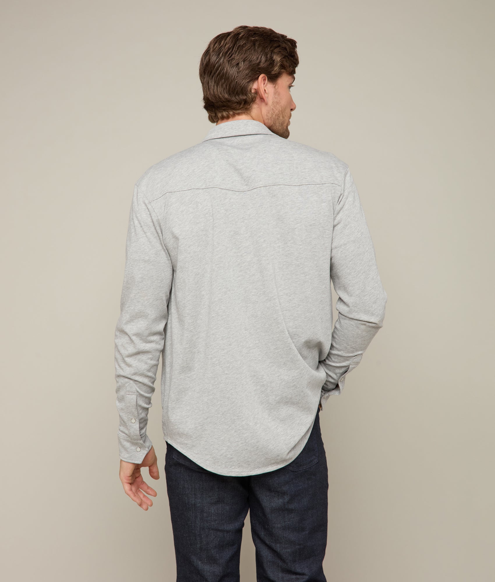 Long Sleeve Western Knit Top :: Heather Grey - Image 4