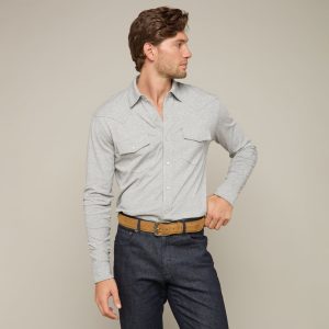 Long Sleeve Western Knit Top :: Heather Grey