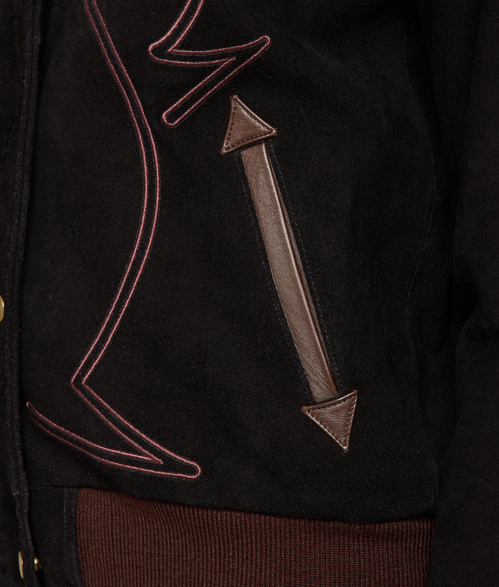 Embroidered Suede Bomber Jacket :: Black - Image 7