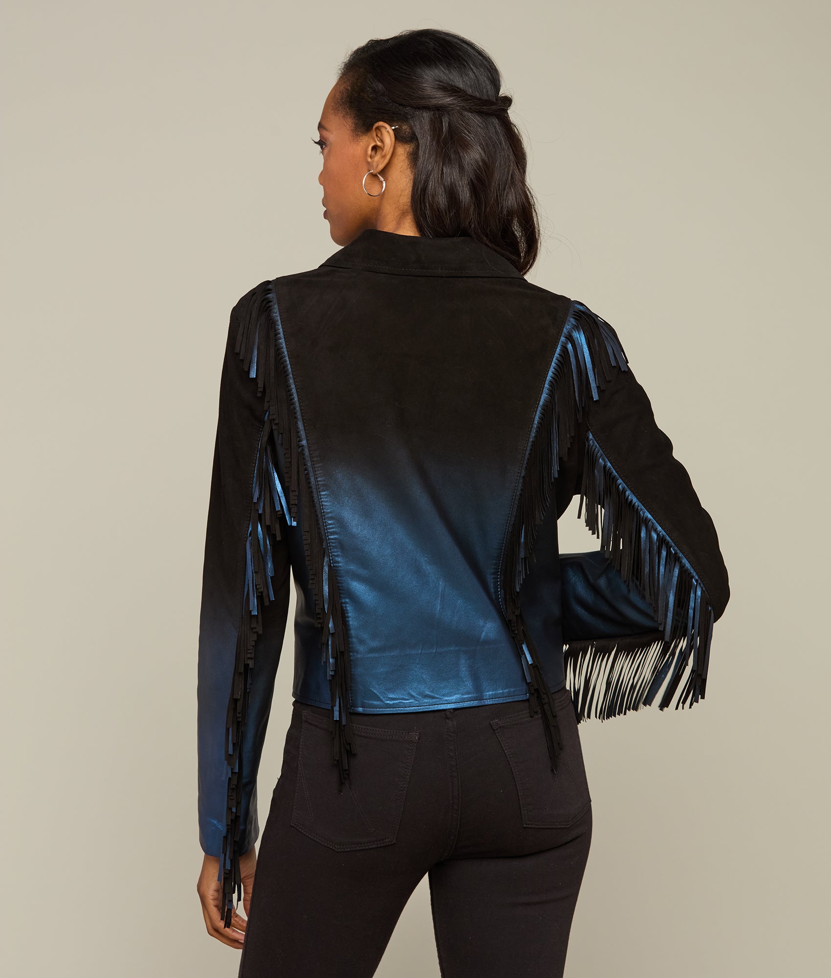 Nightfall Fringe Jacket :: Black/Blue - Image 4