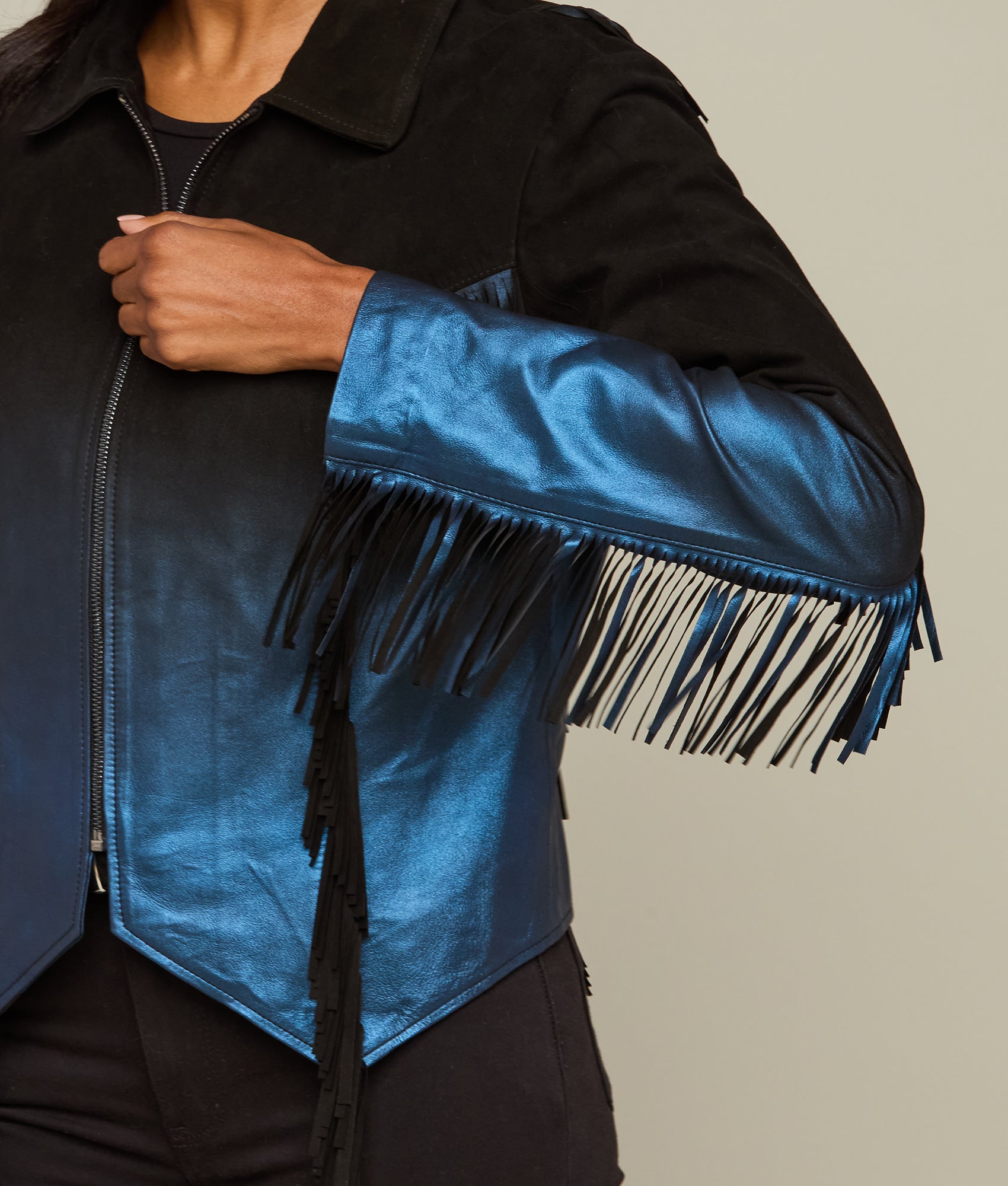 Nightfall Fringe Jacket :: Black/Blue - Image 5