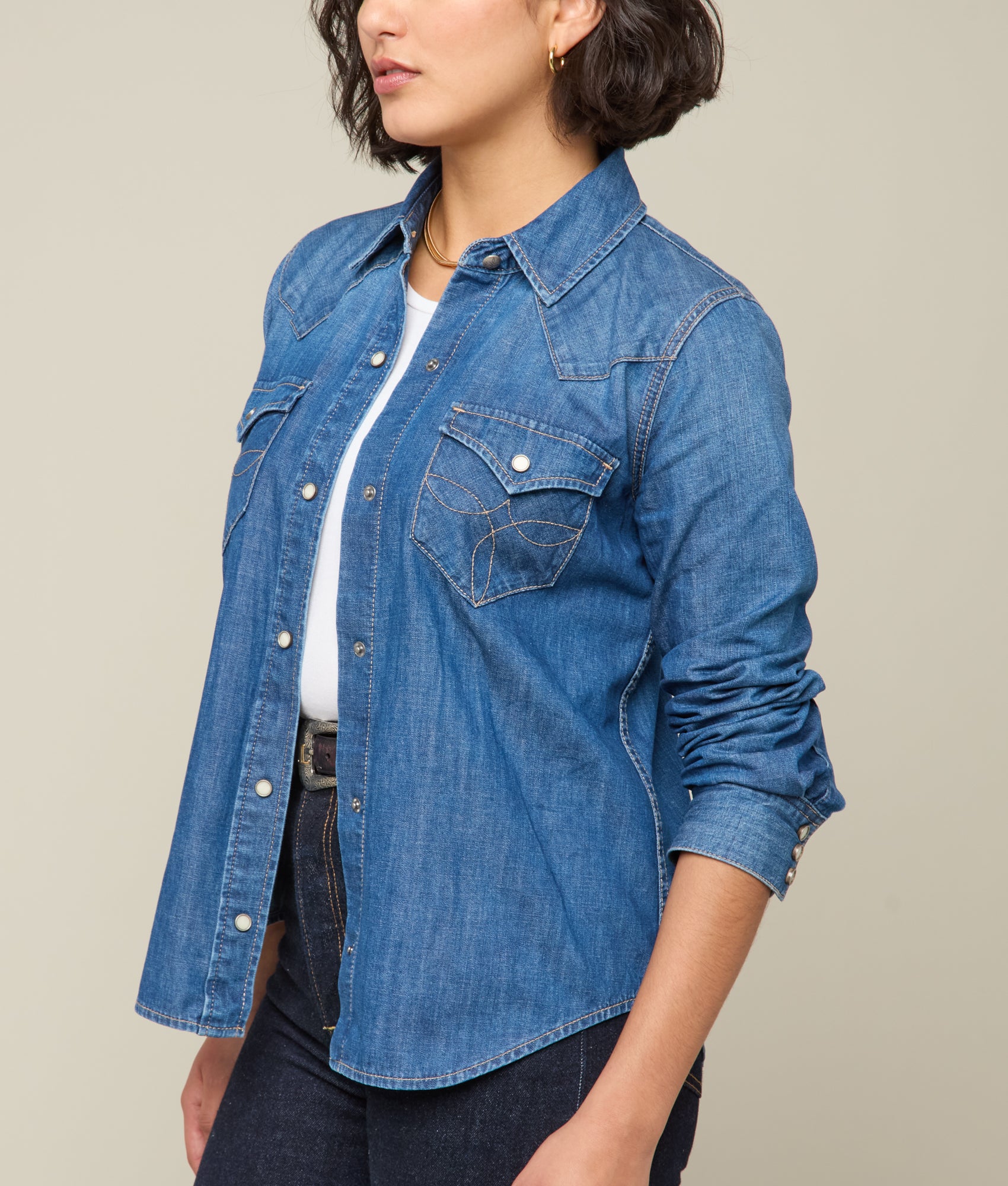 Reese Women's Snap Shirt :: Blue Bird - Image 7