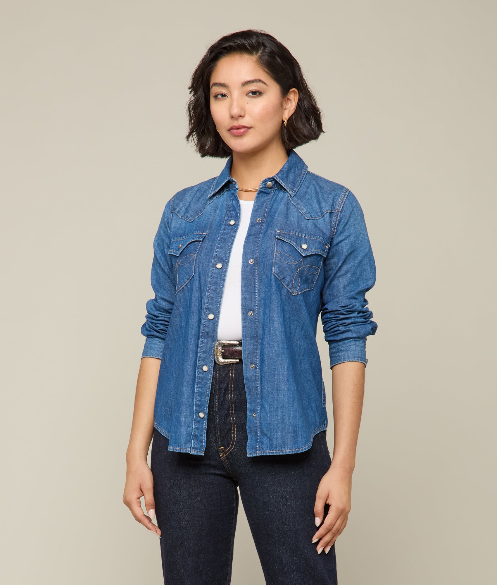 Reese Women's Snap Shirt :: Blue Bird - Image 4