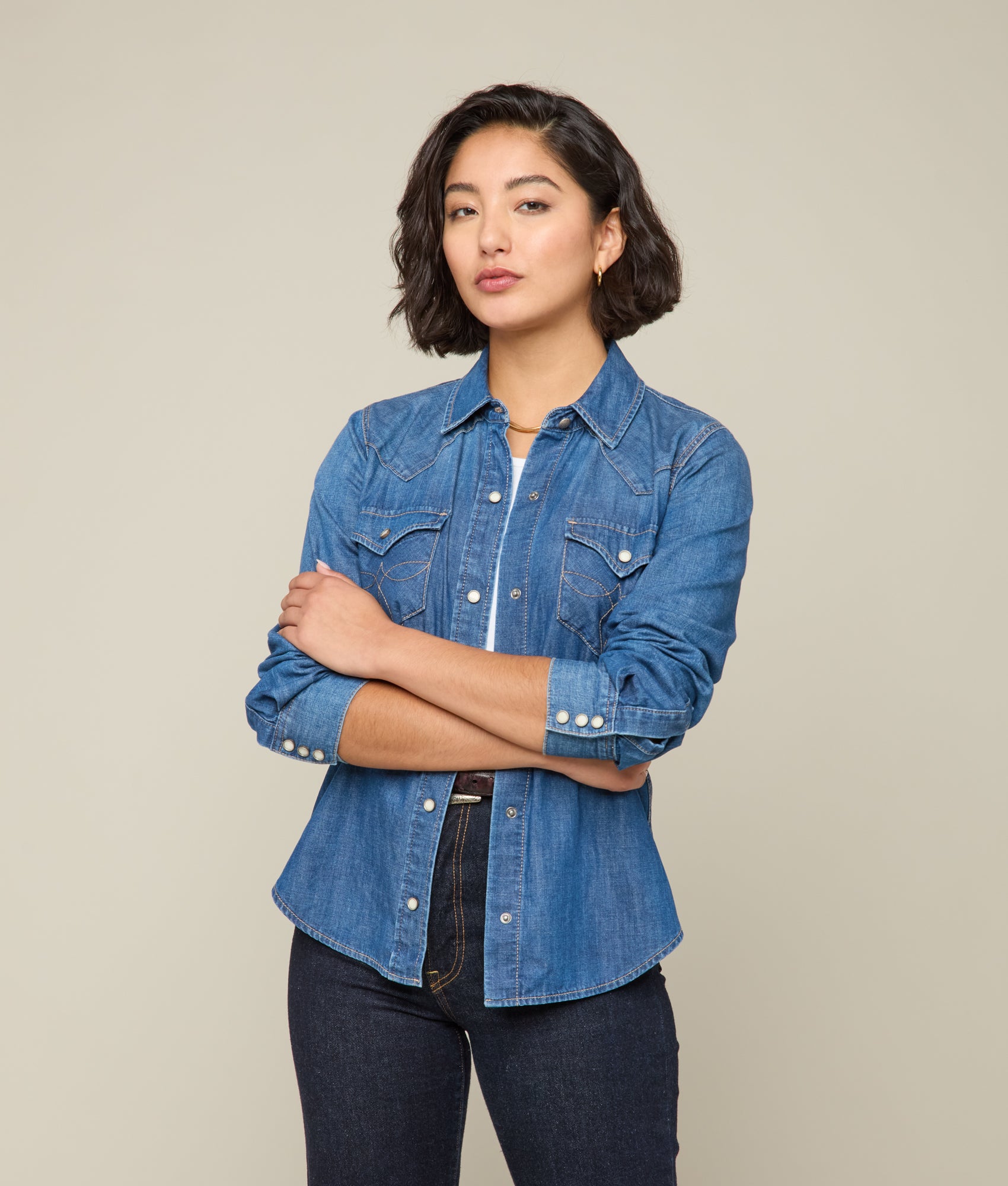 Reese Women's Snap Shirt :: Blue Bird - Image 5
