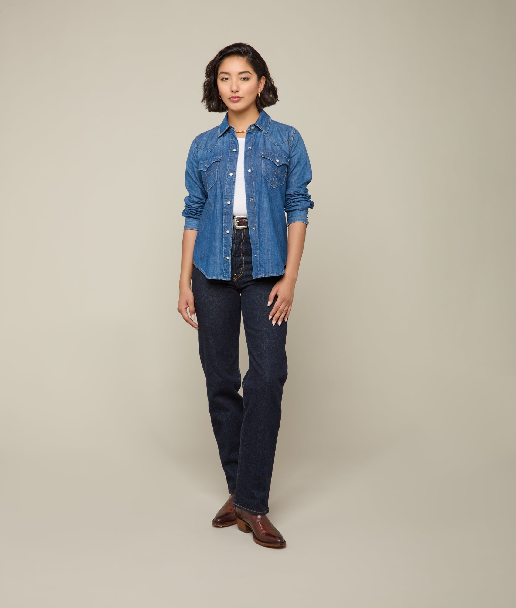 Reese Women's Snap Shirt :: Blue Bird - Image 2