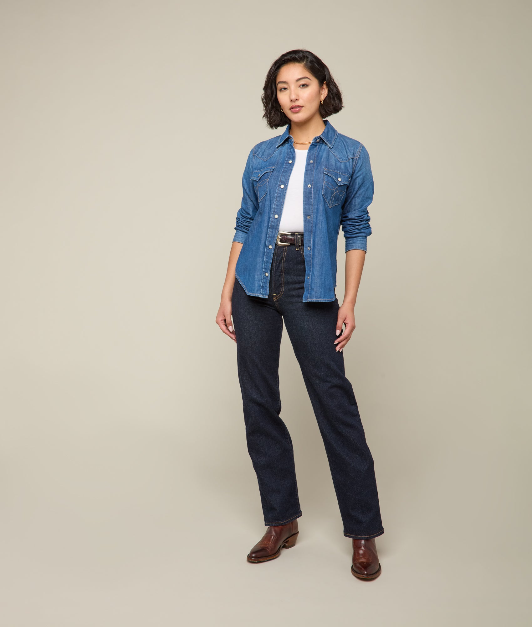 Reese Women's Snap Shirt :: Blue Bird - Image 3
