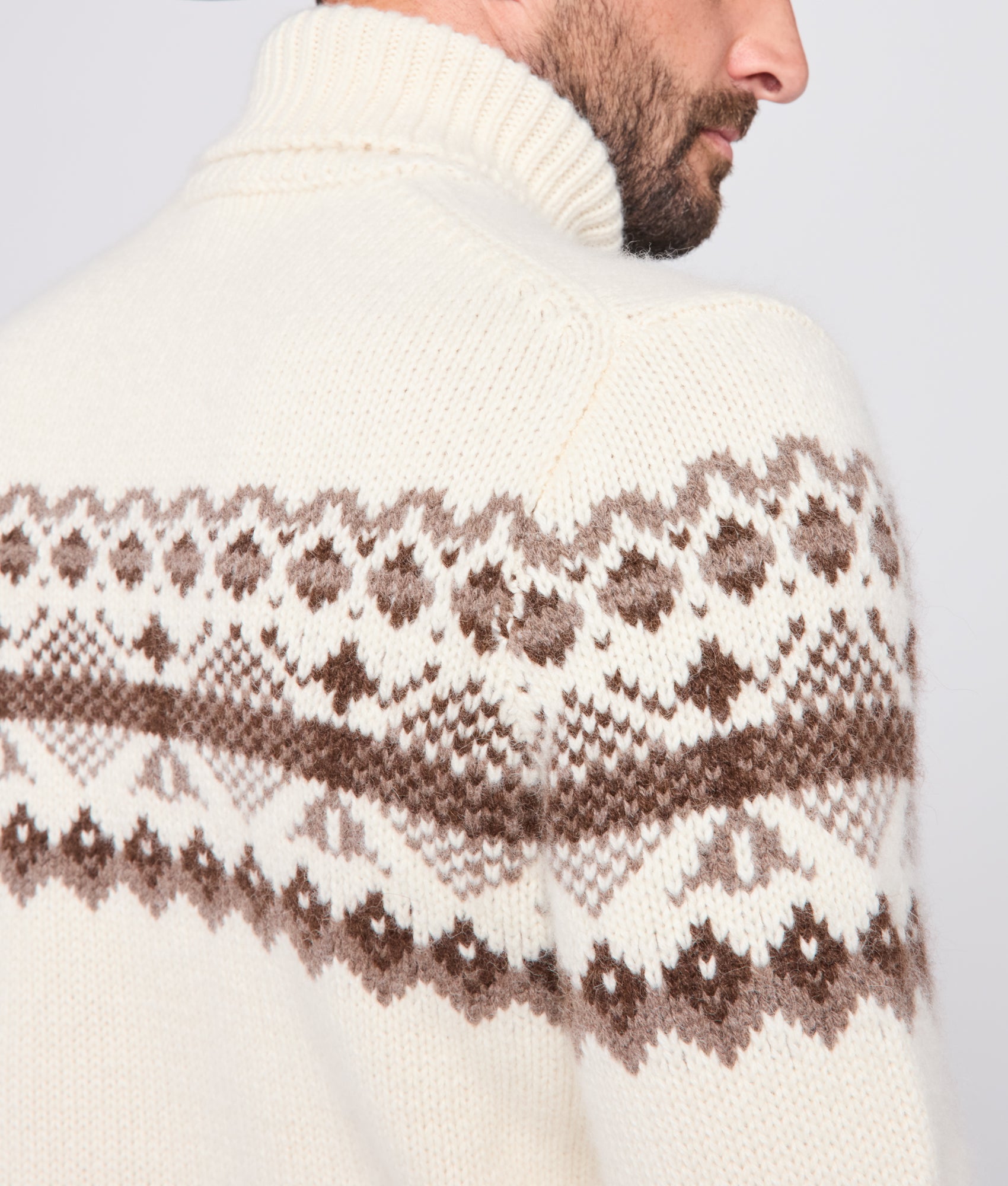 Edwin Turtleneck Sweater :: Cream/Brown - Image 5