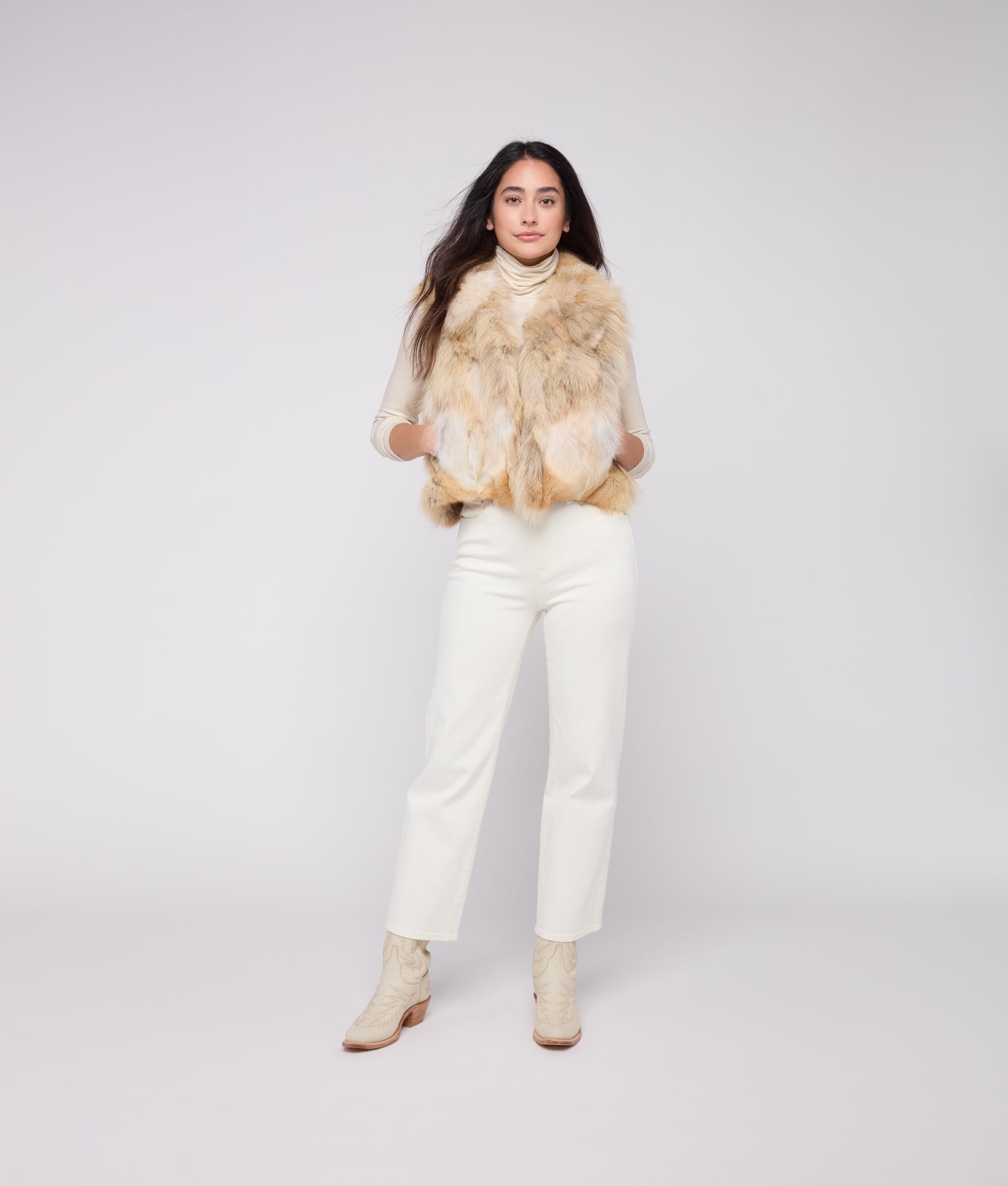 Kirsta Fur Vest :: Natural - Image 2