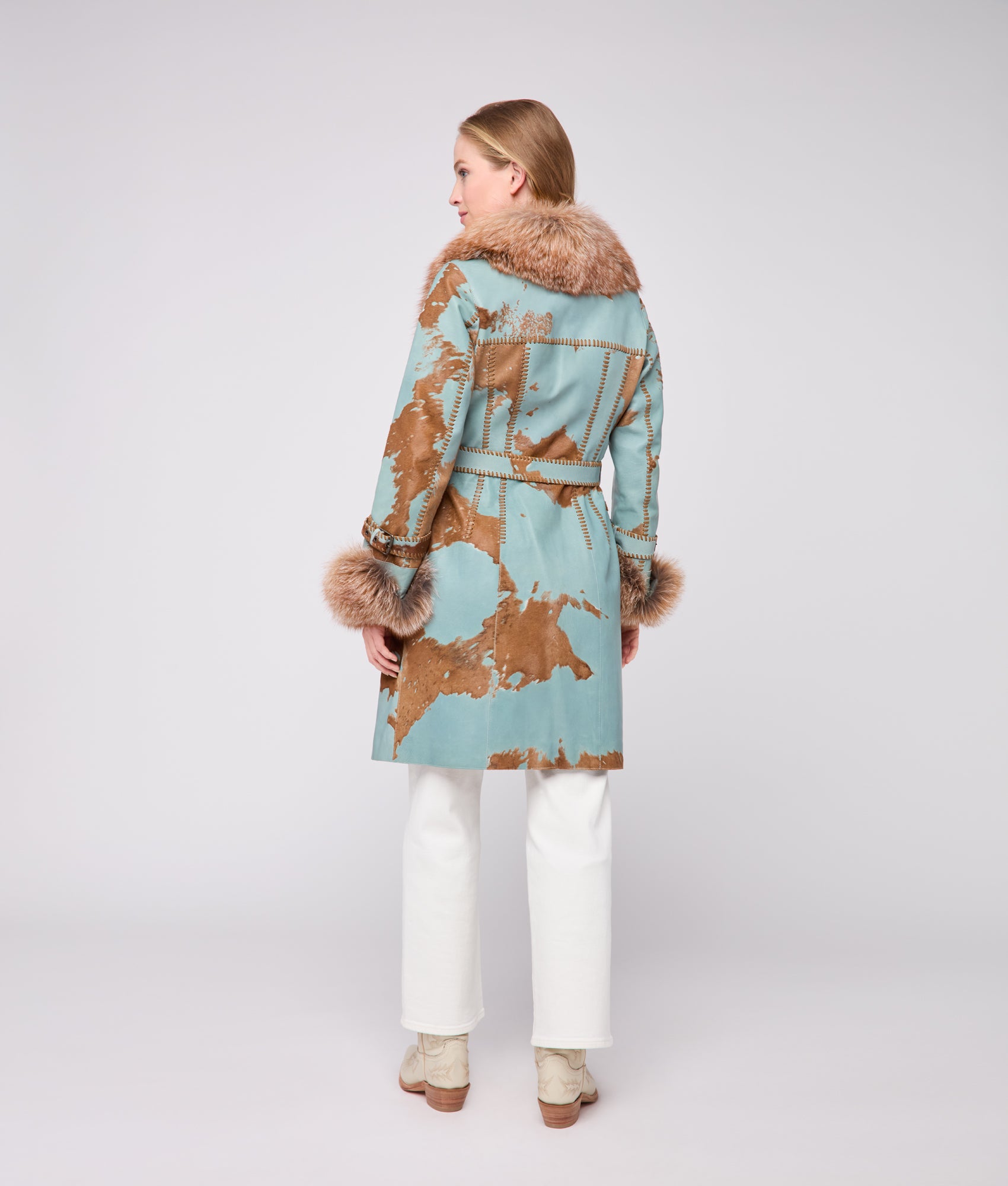 Calista Coat :: Turquoise/Brown - Image 3