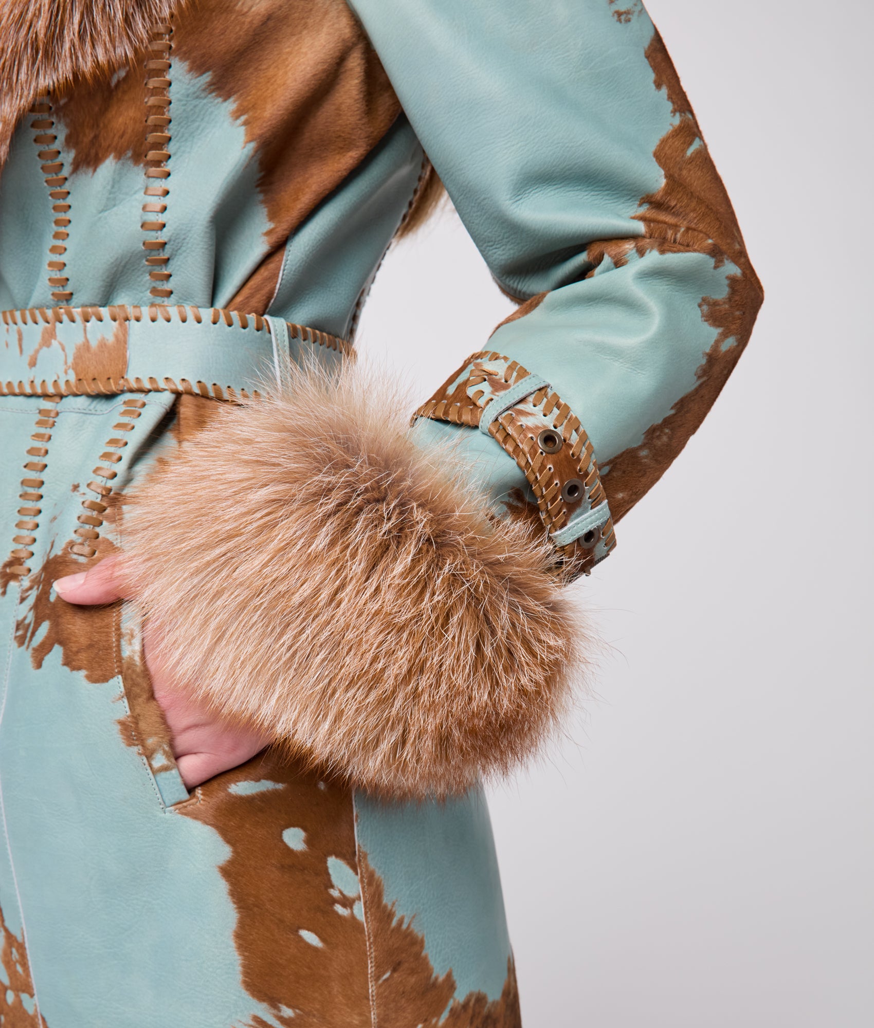 Calista Coat :: Turquoise/Brown - Image 8