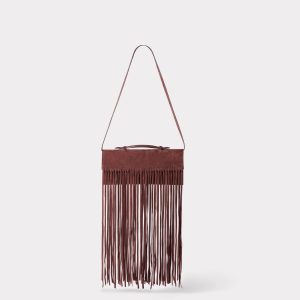 Bowie Suede Fringe Clutch :: Chocolate