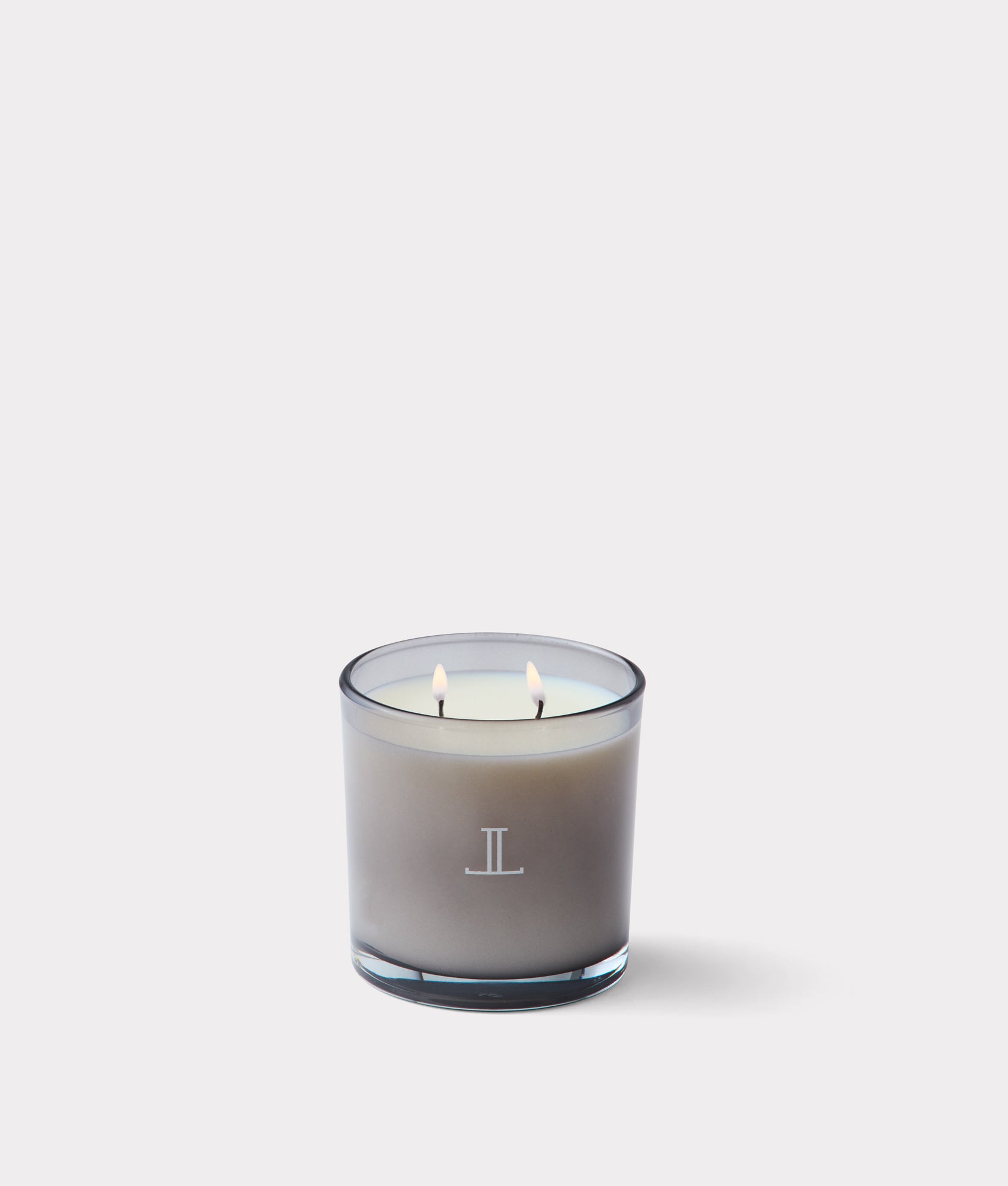 Double Wick Leather Scented Candle :: White - Image 2