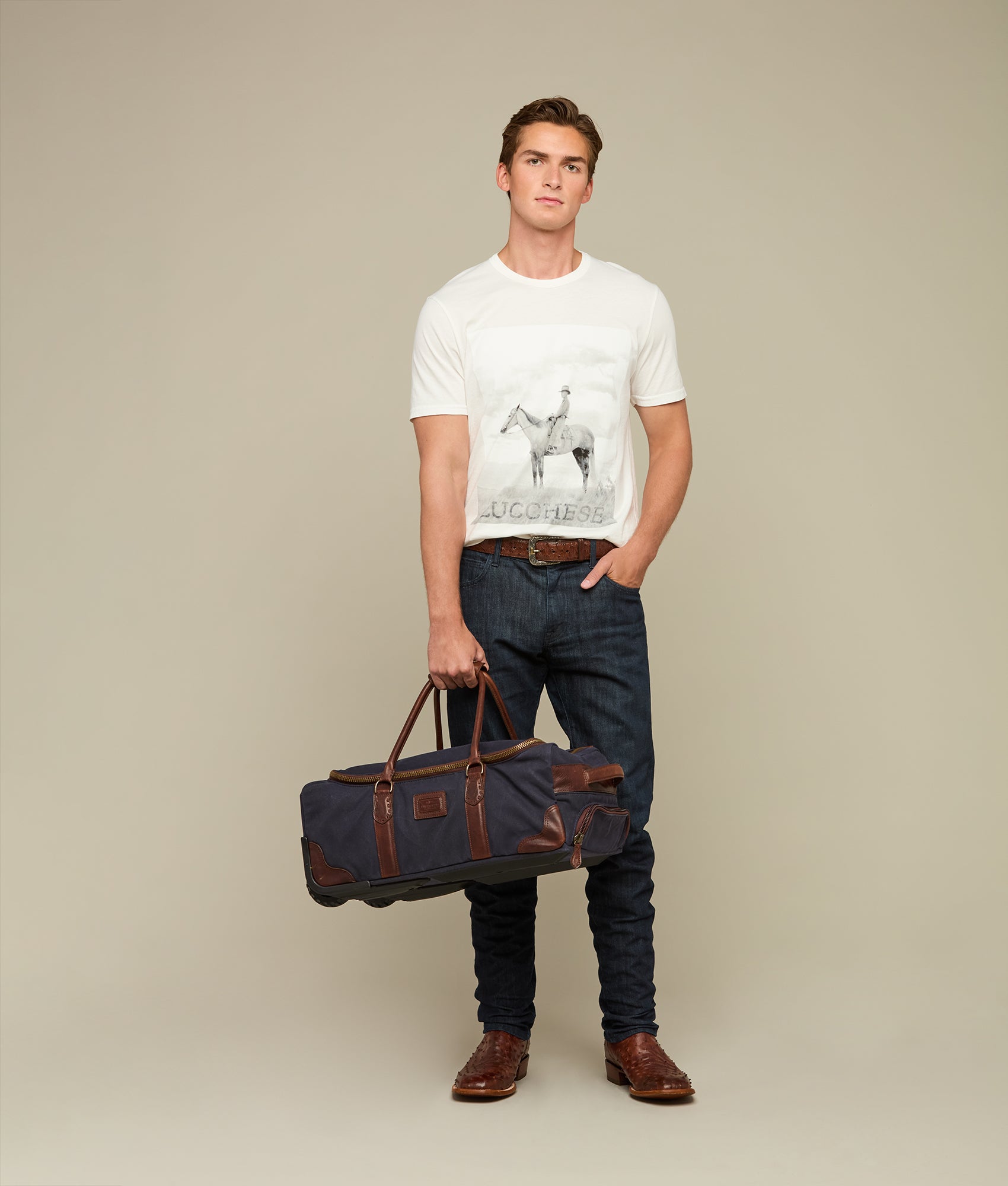 Everyday Waxed Canvas Rolling Duffle :: Navy - Image 5