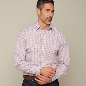 El Paso Plaids :: Lavender And Paprika Bordered Box Check