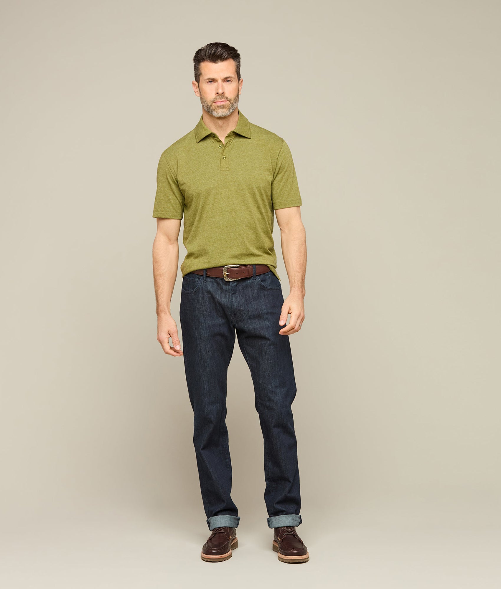 Lucchese Pima Blend Polo :: Olive - Image 5