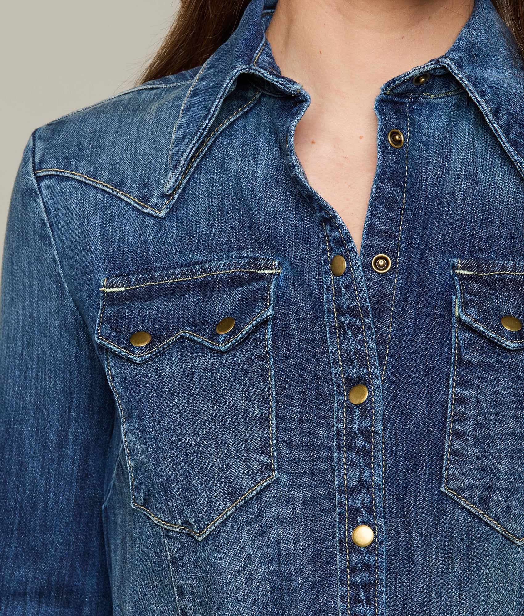 Long Denim Duster :: Medium Wash Denim - Image 9