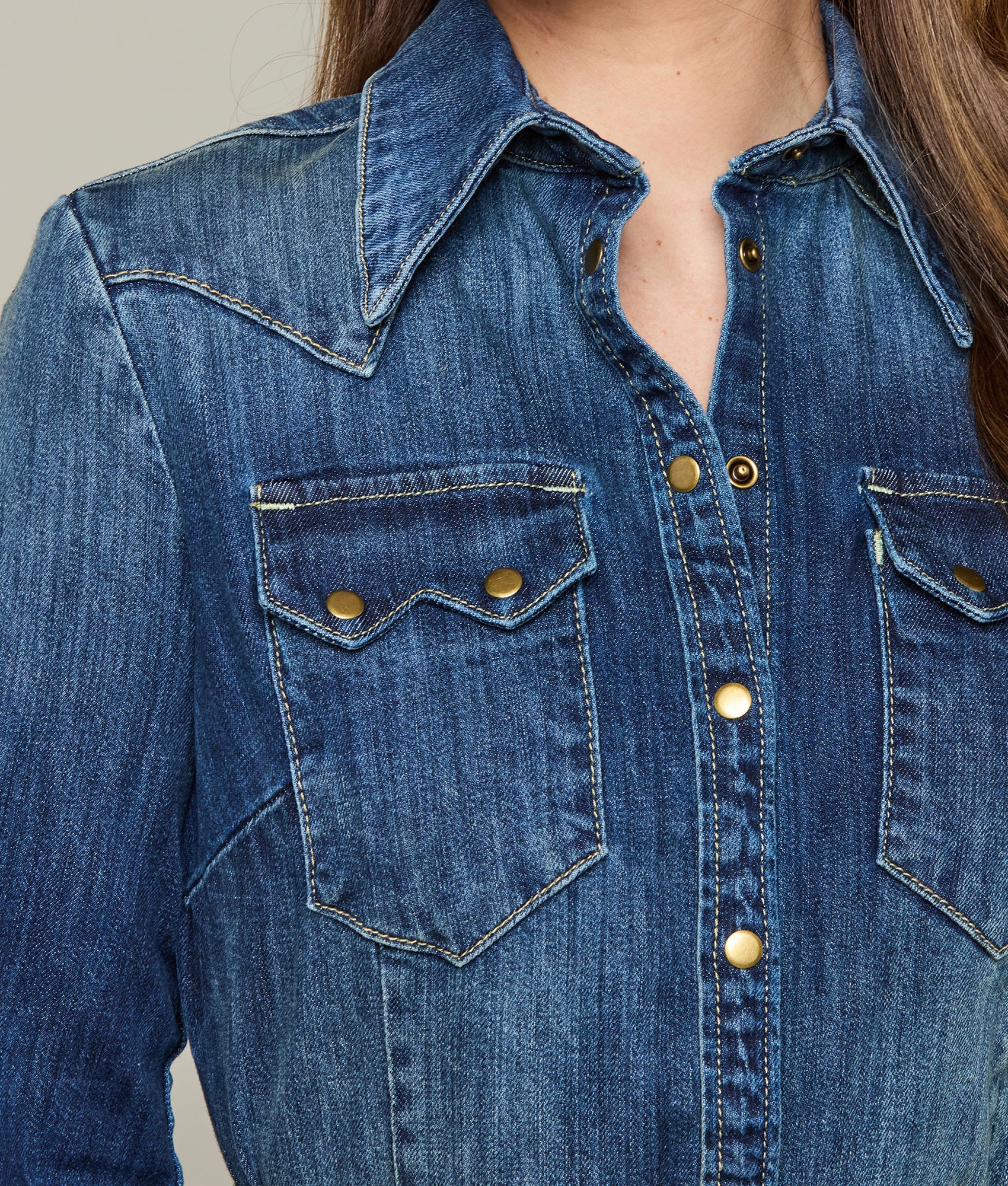 Long Denim Duster :: Medium Wash Denim - Image 3