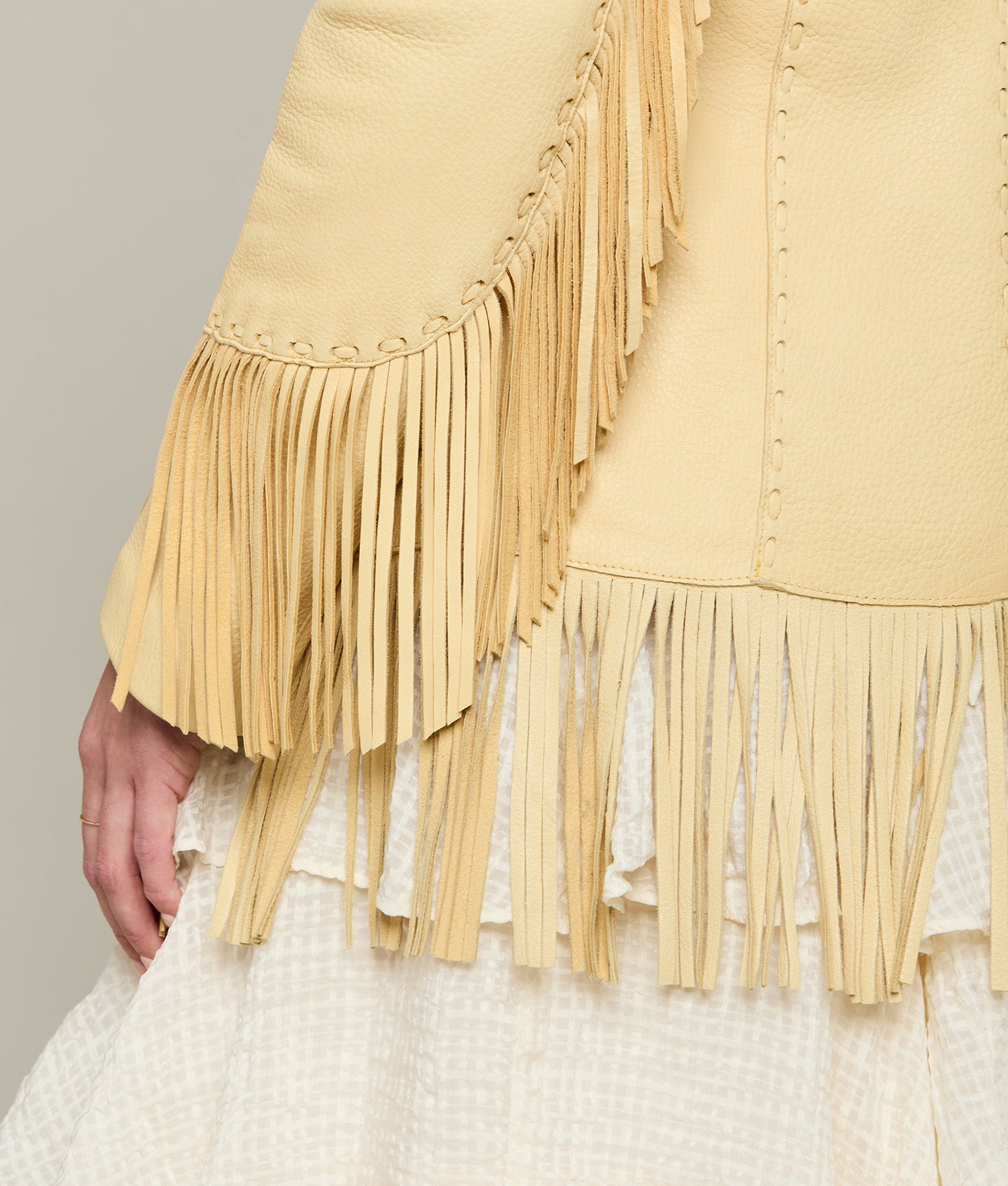 Tallulah Fringe Jacket :: Cream (Smoke) - Image 5
